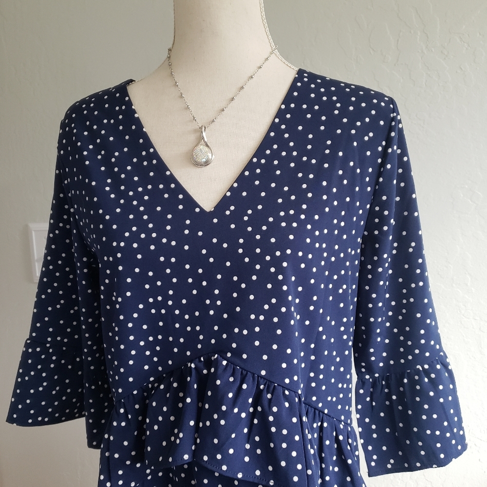 Blue Polka-dot Dress - Picture 3 of 4